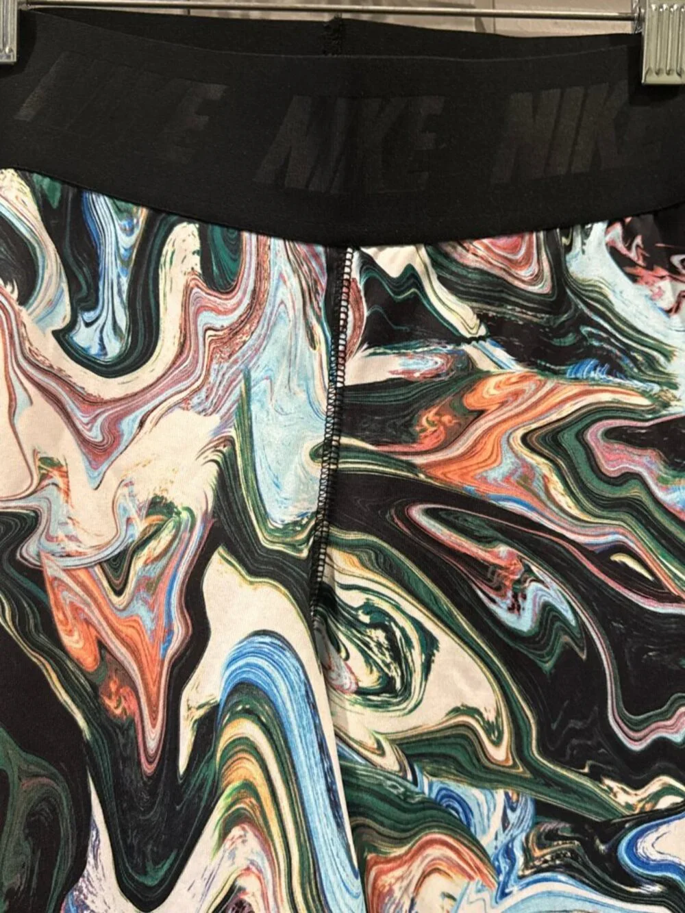 Nike Marble Swirl Leggings Womens Small Multicolor Black Logo Waistband AH6499